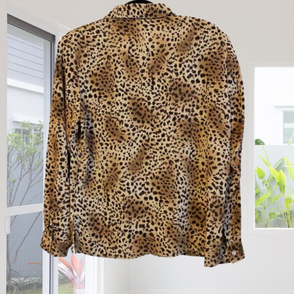 Notations Leopard Print Button-Up Blouse Women’s … - image 3